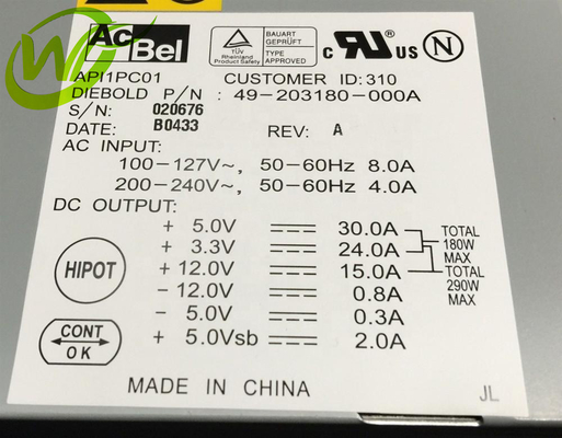 قطع غيار ماكينات الصراف الآلي Diebold Power Supply 49203180000A 49-203180-000A